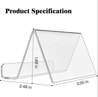 Porte-cartes de visite en acrylique transparent, support de téléphone de bureau 2-en-1 et présentoir de cartes de visite pour bureau, personnalisation OEM disponible