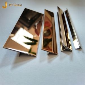 LL352 Factory Made PVD Rose Gold Mirror T-Shaped Stainless Steel <b>Tile</b> Decorative Strip 314 Household Stainless Steel <b>Tiles</b> Trim - Product Image 1