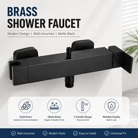 Robinet de douche mural en laiton noir mat poli, mitigeur non thermostatique à double poignée, pour salle de bain d'appartement, vente en gros OEM