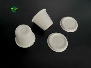 Hot-vente pulpe de canne à sucre 3OZ tasse avec couvercle tasse de crème glacée biodégradable bagasse tasse à café - Product Image 6