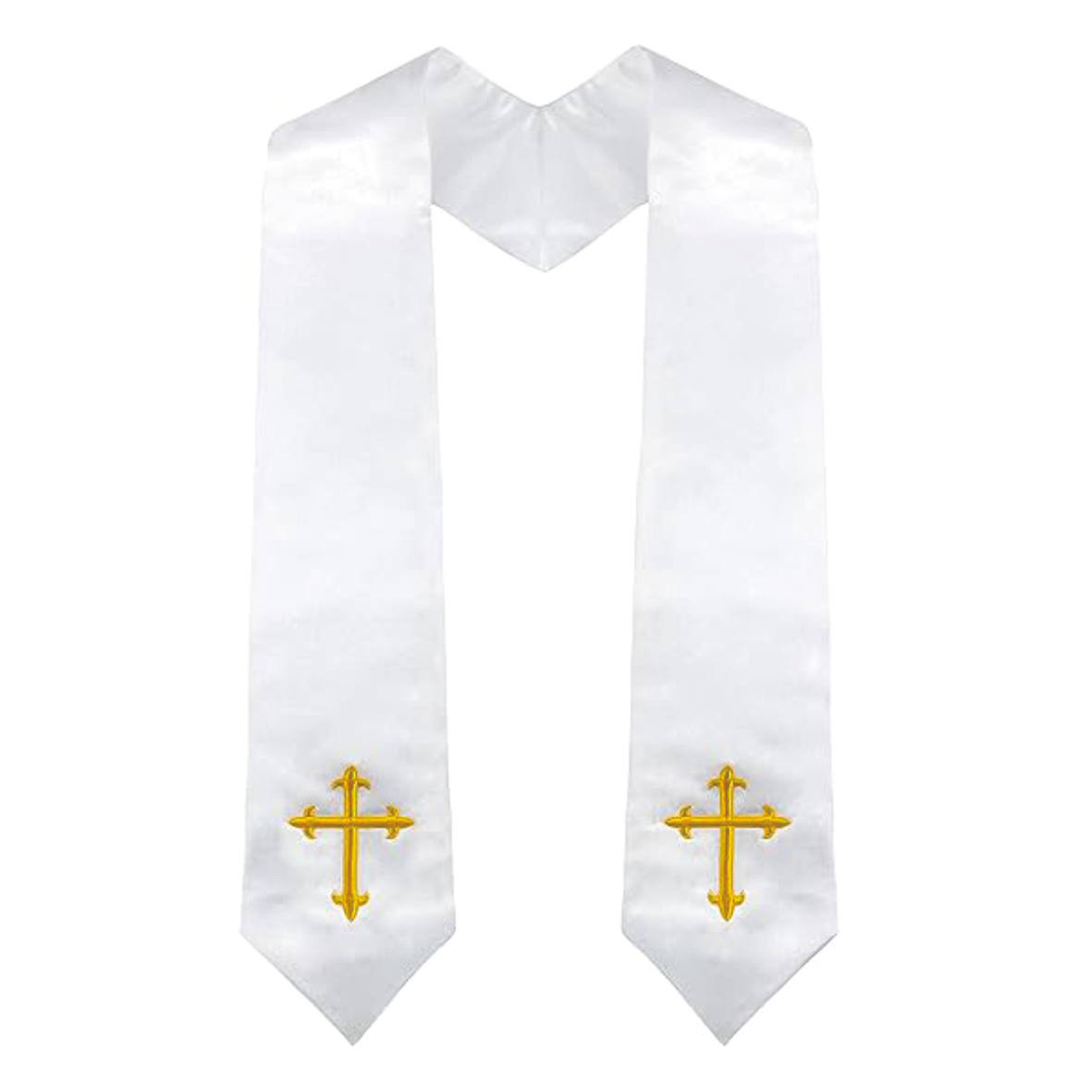 Étole de chorale blanche avec broderie de croix