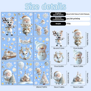 Adhesivos navideños para ventanas de 6 hojas: calcomanías de copos de nieve para ventanas para habitaciones infantiles, hogar, días festivos y decoraciones para fiestas - Product Image 1