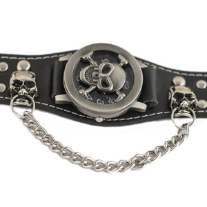 Punk <b>skull</b> leather strap quartz <b>watch</b> retro hip hop metal style fashionable and unique men's wristwatch - Product Image 4
