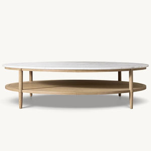 RH <span class=keywords><strong>FRANCOIS</strong></span> Table basse ronde Cadre en chêne massif avec dessus en bois ou en marbre Utilisation intérieure et extérieure moderne pour salon Patio - Product Image 4