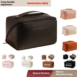 Borsa per il Trucco in Pelle PU di Grande Capacità, Impermeabile, per Articoli da Toeletta, con Cerniera, Logo Personalizzato, Motivo Floreale, Portatile, per Viaggi - Product Image 4