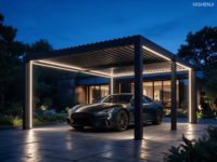 Gazebo moderne en alliage d'aluminium, adapté aux hôtels, restaurants et parkings de bureaux, toit à persiennes réglables