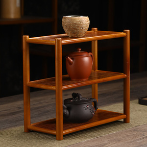 Estante para té tejido a mano de bambú, soporte para tazas, estante antiguo de tres niveles, accesorio para la ceremonia del té, posavasos, tapete para tetera, bambú - Product Image 2