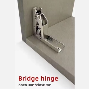 Charnière de porte FGA 3 pouces à fermeture douce, nickel, forme pont/grenouille, montage en surface sans perçage, 90 degrés, pour armoire de cuisine, salon - Product Image 4