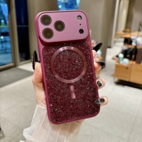 Coque Magnétique de Gros pour iPhone 18 Pro Max 17 16 15, Étui de Protection Antichoc Scintillant avec Strass Brillants