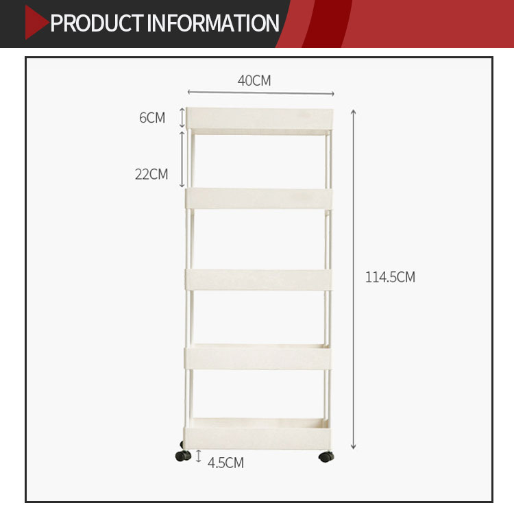 Movable Organizer Kitchen Metal 3 Tier Metal Utility Cart 3 Tier