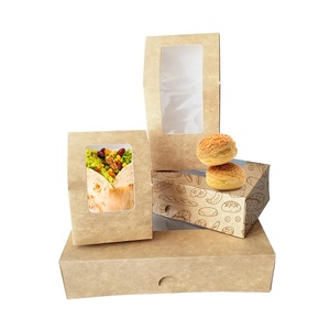 Cajas de pastelería para pasteles autoemergentes de grado alimenticio con ventana Cajas de postres de dulces Kraft marrones Cajas de panadería emergentes con impresión de logotipo personalizado - Product Image 4