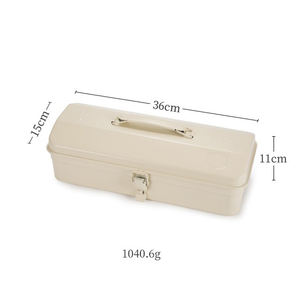 LFEDC アウトドアキャンプ用ポータブルメタル収納カスタマイズ可能ODM 14インチロングブラックグリーンホワイトレッドツールボックス（レザーハンドル付き） - Product Image 6