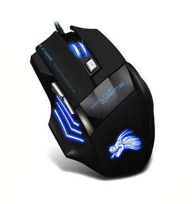 Gaming Mouse 7-Color Backlit 5500 DPI Adjustable Black Wired Optical Computer Gaming Mice for PC Gamer Computer Desktop Notebook