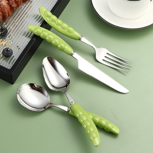 304 Stainless Steel Pea Shape <b>Ceramic</b> Handle <b>Knife</b> Fork Spoon <b>Set</b> Western Tableware Eco-Friendly Party Dinnerware - Product Image 2