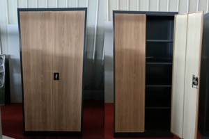 ארון תיוק מודרני מפלדה, 2 דלתות, צבע דמוי עץ, לשימוש חיצוני ובתי ספר, עמיד בפני אש ומים - Product Image 6