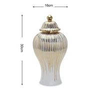 Vase en céramique moderne Art Déco de luxe, blanc et or, écologique, pour la maison et les restaurants, grand vase décoratif en porcelaine