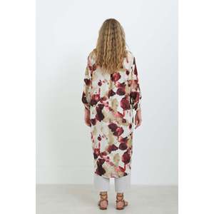 <b>Women's</b> Patterned Oversize <b>Shirt</b> -10702TUN - <b>BURGUNDY</b> - Product Image 3