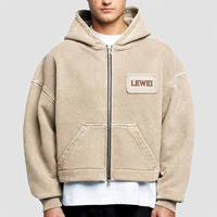 Sweat à capuche personnalisé avec patch appliqué, coupe ample couleur avoine, vente en gros, directement de l'usine, avec impression de logo pour marque streetwear homme