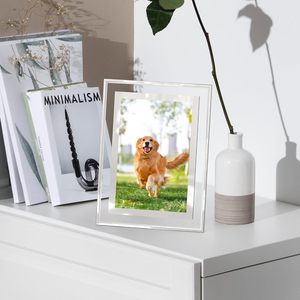 Modern Glass Photo <b>Frame</b> Rectangle Durable Silver Finish for Home Decor - Product Image 5