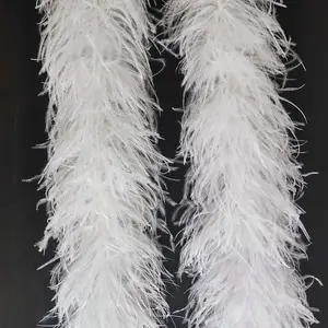 6ply White Feathers Boas Scarf Ostrich Feather Boa Shawl 2 Yards Long For Sale Evening Dress Women Skirt
