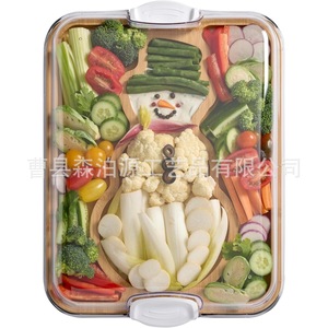 Planche à découper en bambou avec compartiments pour collations, pain et pâtisseries, plateau alimentaire en bois multi-usages, plateau de table - Product Image 2