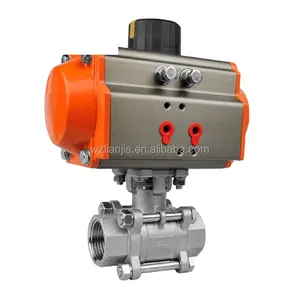 Pneumatic Operated Full Port three piece female 316 ball valve