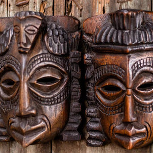 RENART AFRIKAN Auténtica Escultura de Madera Congoleña Madre e Hijo, Arte Tribal Africano Hecho a Mano - Product Image 1