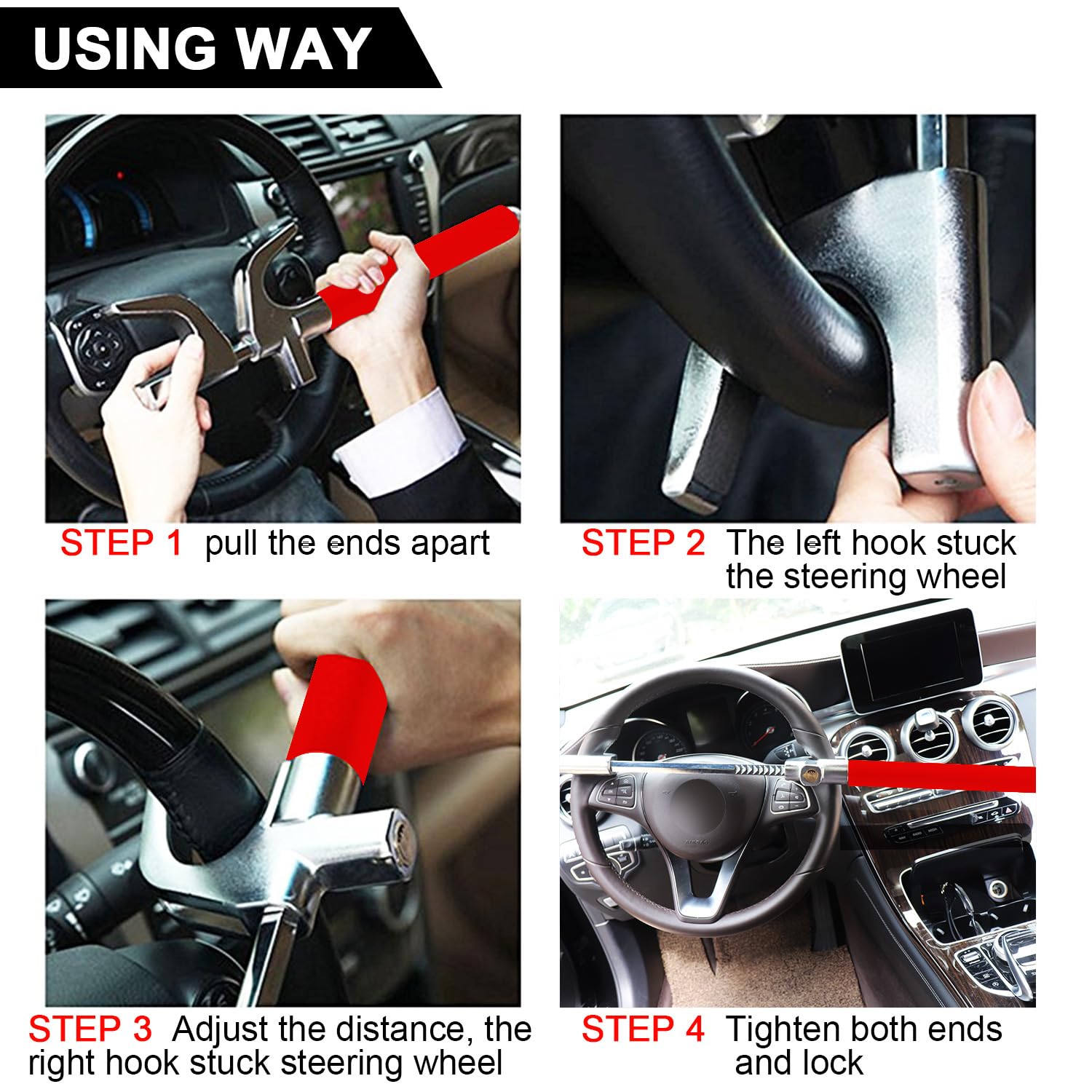 Xiangta CSWL-001 Steering Wheel Lock - Heavy Duty Anti-Theft Car Security Lock