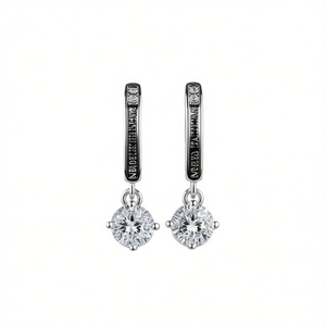 Pendientes de diamantes nórdicos de oro blanco, corte brillante redondo, diamante natural de color D, joyería clásica de compromiso para mujer E3029 - Product Image 1
