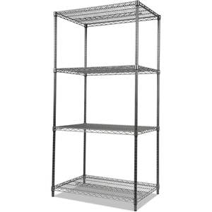 Kit de démarrage Alera, étagère à quatre niveaux en fil métallique, 36 largeur x 18 profondeur x 72 hauteur, en métal noir anthracite - Product Image 1