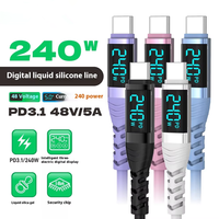 Câble de charge USB à affichage numérique à charge rapide 240W avec double port Type-C pour téléphones mobiles, tablettes, ordinateurs portables