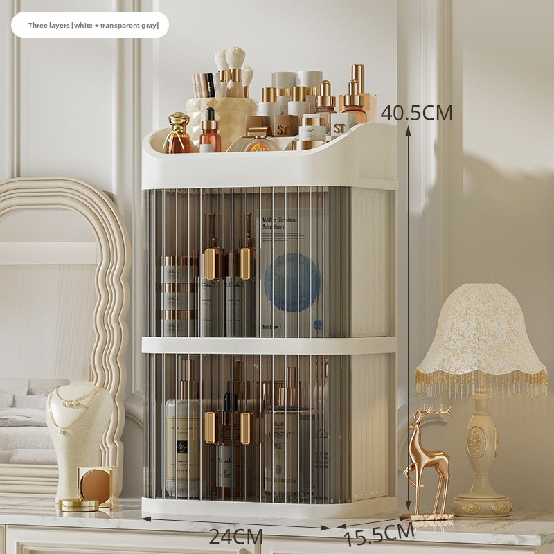 Cosmetic box three-layer double door [ivory white]