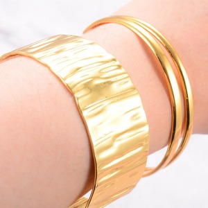 Irregular Stainless Steel Wide <b>Bangle</b> for Women <b>Men</b> Gold Color Open Cuff Bracelet Wristband Chunky Metal Hand Jewelry Gift - Product Image 4