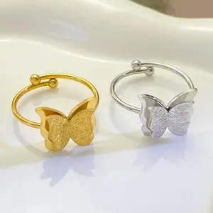 Кольцо из титановой стали Двухслойное матовое Золотое и Серебряное регулируемое открывающиеся кольца для женщин