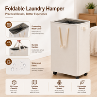 Panier de rangement à linge pliable blanc 53L panier à linge mince avec poignées panier à linge étroit avec roues