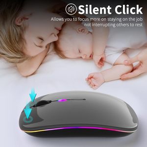 Chuột không dây có thể sạc lại LED im lặng chuột siêu mỏng thiết kế máy tính xách tay chuột cho máy tính xách tay, Ipad, Macbook - Product Image 4