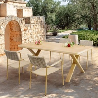 Ensemble de table et de chaises de salle à manger télescopiques en aluminium nordique pour 6 personnes pour cour, jardin, balcon et utilisation en plein air