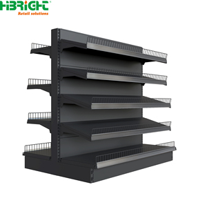 Black Metal Gondola <b>Shelf</b> Supermarket Display <b>Rack</b> Freestanding Retail Store Fixture Quick Installation - Product Image 4