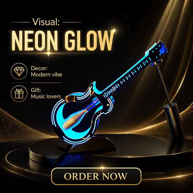 For Champagne LED Luminous Metal Stand Colorful Guitar Sign for KTV Bar Hand-Held Wine Rack & Beverage Holder with Ice Buckets