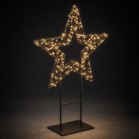 Lampe de table LED en forme d'étoile avec base en métal détachable, cadre en fil de fer noir, guirlande lumineuse en fil de cuivre blanc chaud pour Noël