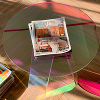 Table d'appoint en acrylique colorée sur mesure, effet verre arc-en-ciel, table basse ronde – Vente en gros usine |   Belle table d'appoint holographique