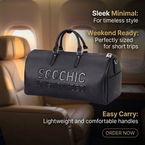 Sac de voyage <span class=keywords><strong>Soochic</strong></span> en cuir, personnalisé, gaufré, unisexe, grande capacité, pour le week-end, avec sangle amovible, support métallique - Product Image 4
