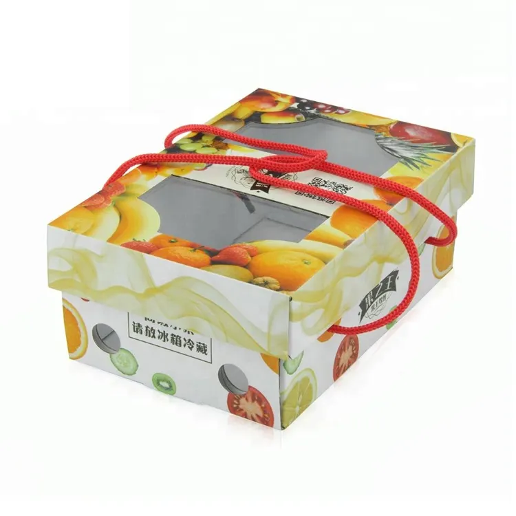 Custom Ondulato di Apple Frutta Scatole di Imballaggio con Maniglia e finestra trasparente
