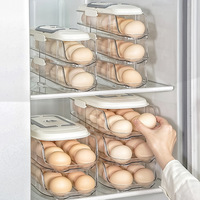 Boîte de stockage d'œufs multicouche rotative ouverture inclinée porte latérale plateau à œufs automatique auto-ajustable conteneur de stockage des aliments
