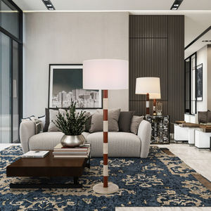 Nouveau produit, lampe de sol en <span class=keywords><strong>travertin</strong></span>, éclairage d'intérieur, abat-jour en tissu blanc, lampe de chevet moderne LED E27 pour salon, chambre à coucher, hôtel - Product Image 3