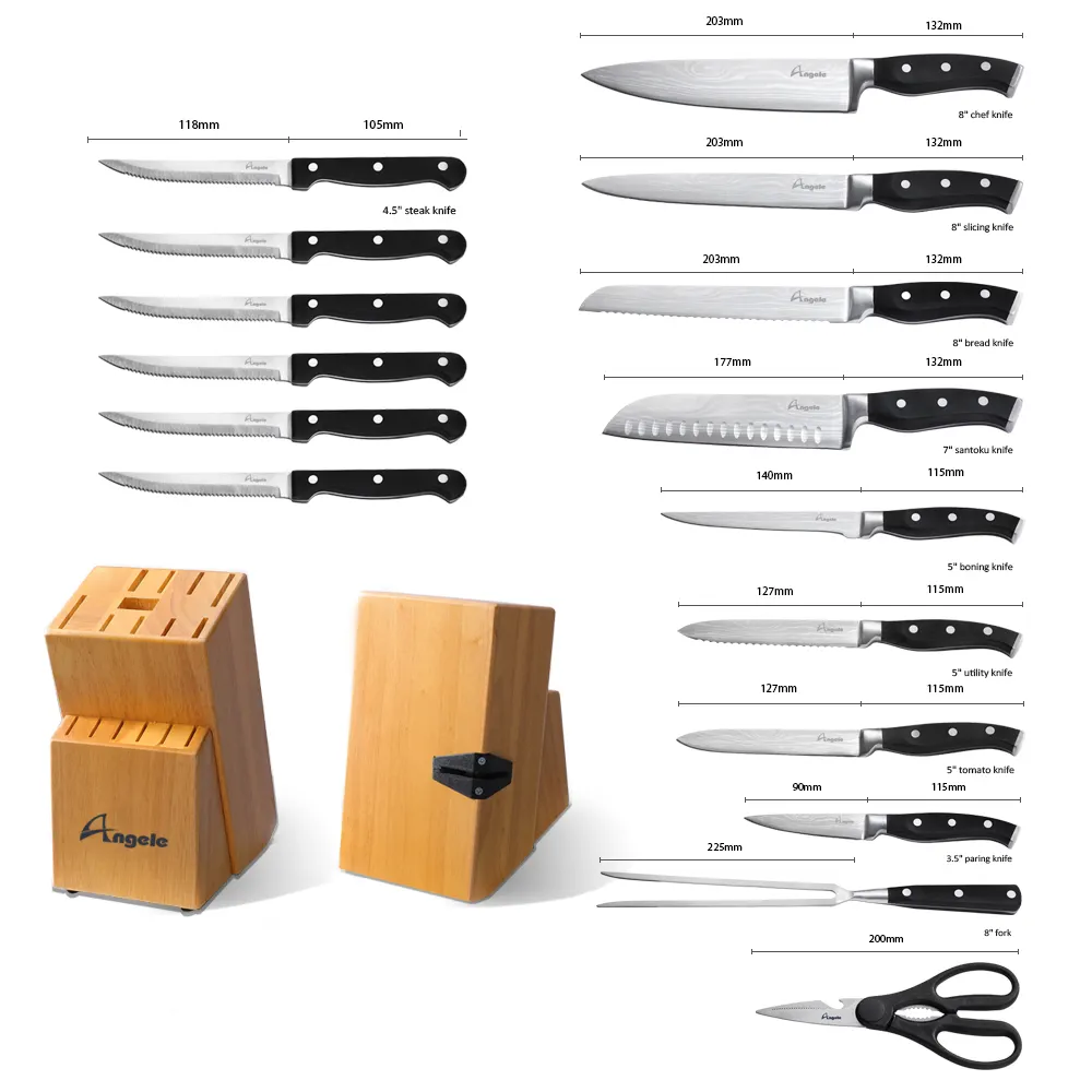 Set di coltelli Yangjiang con ceppo di coltello disponibile in acciaio inossidabile Oem di nuovo Design