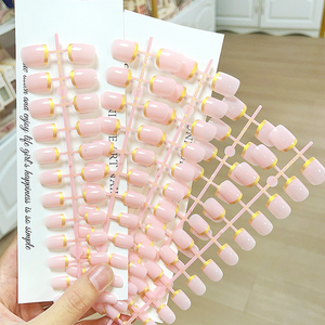 <span class=keywords><strong>Faux</strong></span> <span class=keywords><strong>Ongles</strong></span> à Coller Style Français Nude Pur, Couverture Complète, Forme Carrée Courte, Taille Personnalisée, 120 Pièces/Set - Product Image 3