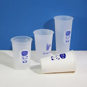 Copo de plástico fosco descartável, copo azul descartável de forma u de 16oz 500ml, impressão personalizada de logotipo para tirar café, chá com tampa