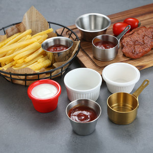Tasse à sauce occidentale en acier inoxydable Plats et assiettes pour frites Poulet frit <span class=keywords><strong>Steak</strong></span> Dip Salade Tomate Autres aliments - Product Image 1