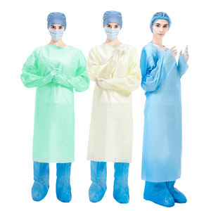 Hubei Haixin gaun steril ruang operasi gaun steril Sms sekali pakai bukan tenun gaun surfing terbuka kembali jempol ke atas pakaian bedah grosir - Product Image 1